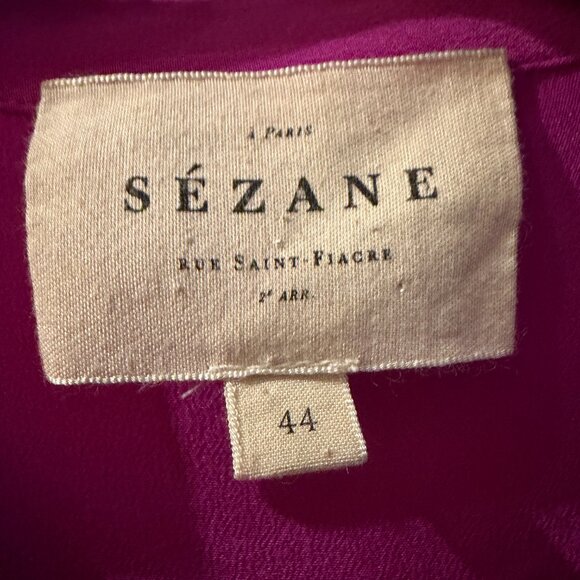 Sézane Ann Silk Blouse | Fuchsia Size EU 44 US 12| 100% Silk | Good Condition - Picture 6 of 10